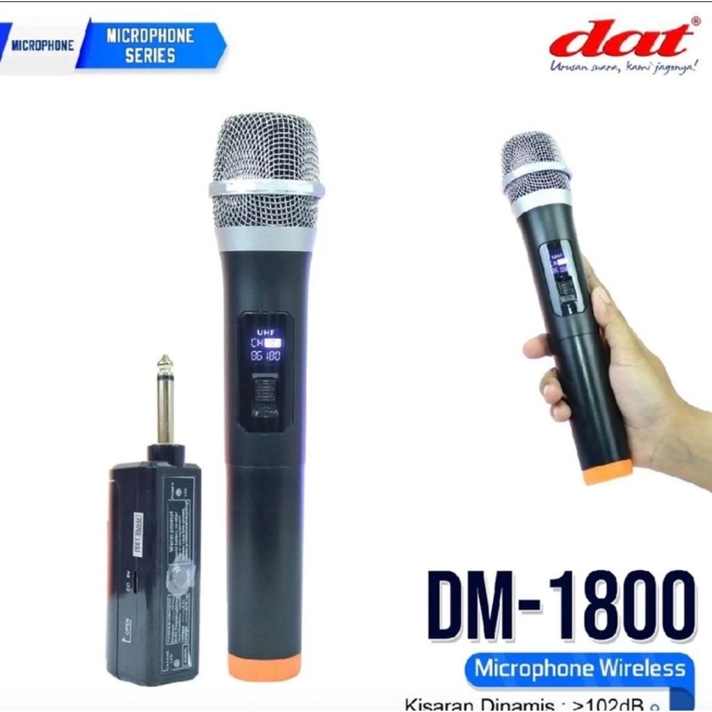 DAT DM-1800 Mic Wireless UHF Dual Mic dengan Kisaran Dinamis 192dB