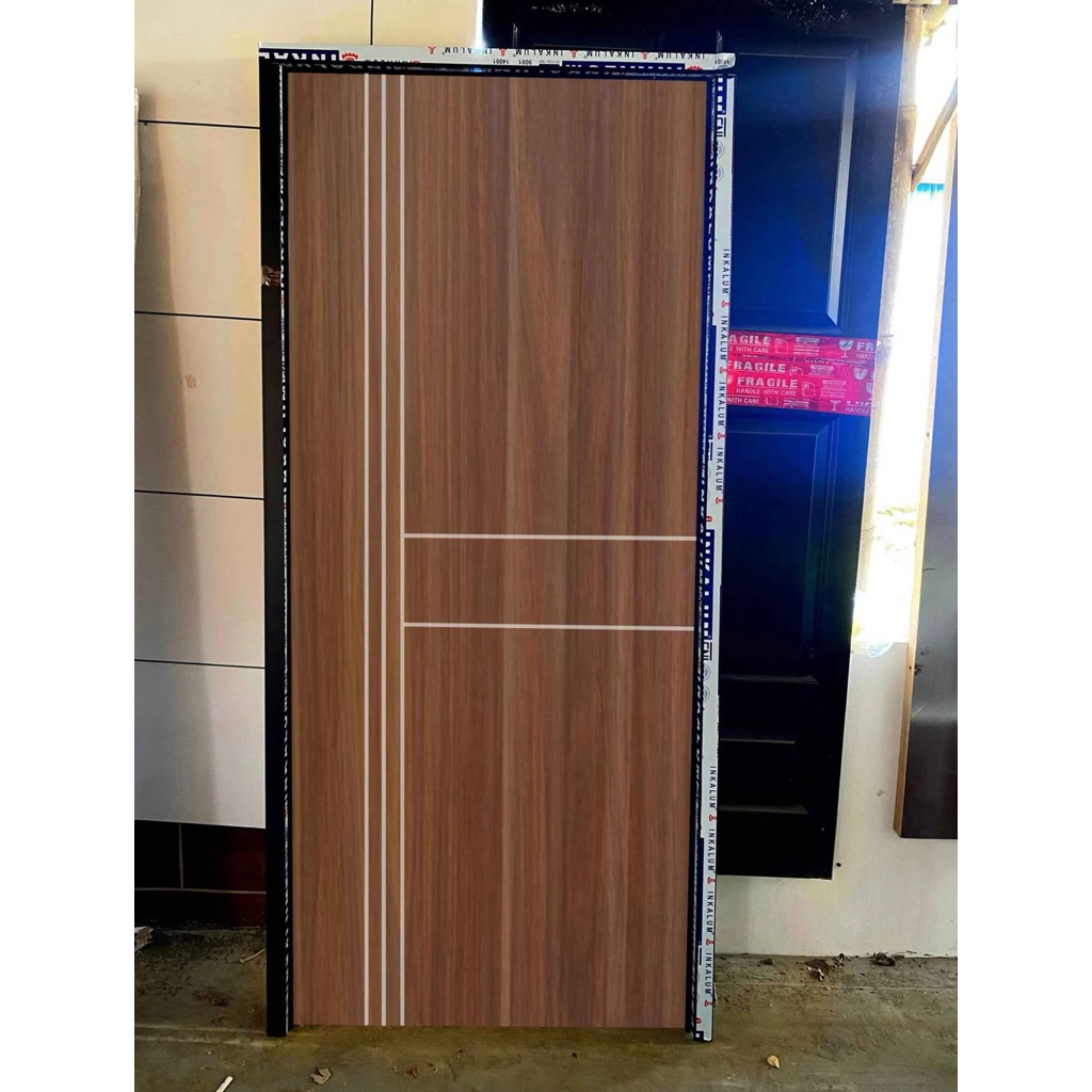 SATU PAKET PINTU SWING HDF PLUS KUSEN ALUMUNIUM | PINTU SWING PLUS KUSEN ALUMUNIUM