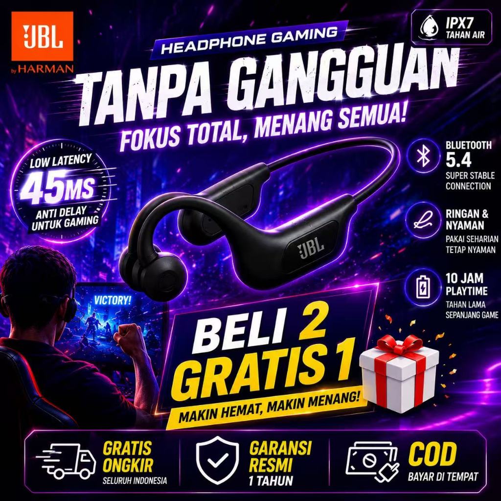 [Beli 2 gratis 1] 2026 VERSION JBL U9 Sport Headset HiFi Sound LED Display Tahan Air IPX8 16GB Bluet
