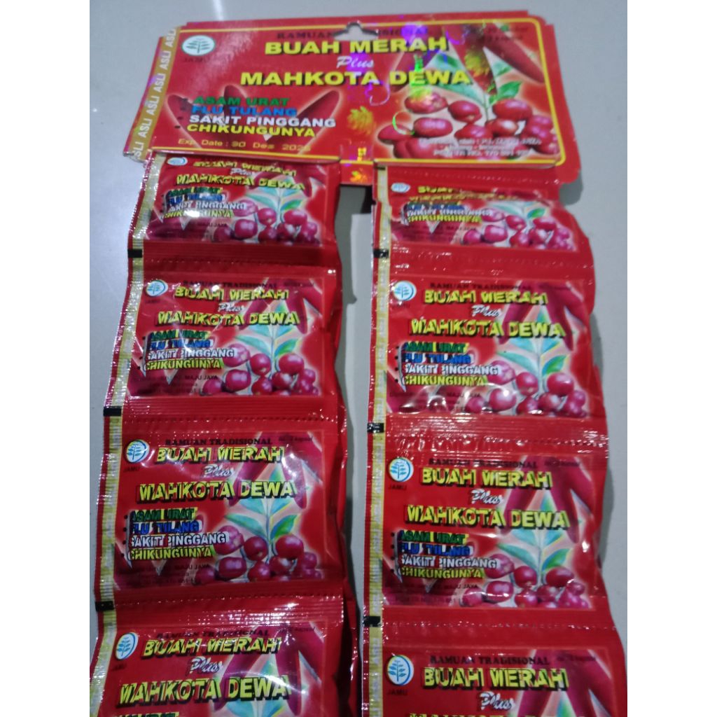 BUAH MERAH MAHKOTA DEWA asam urat flu tulang sakit pinggang