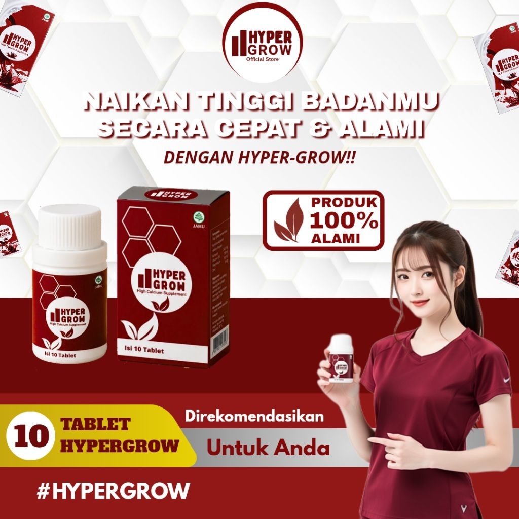 HYPERGROW Peninggi Badan, Varian 10 Tablet, Original (Tablet Kunyah)