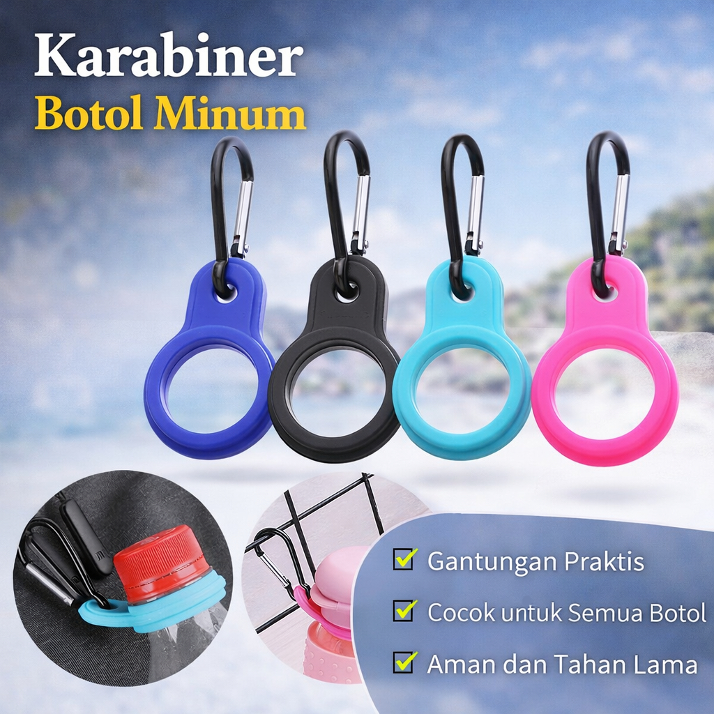 Gantungan Botol Minum Karet Aluminium Tahan Lama - SN03 - Black