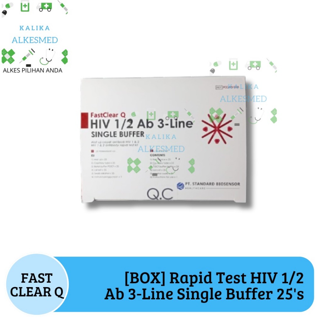 Rapid Test Alat Uji Cepat Antibodi HIV 1/2 Ab 3-Line FASTCLEAR Q Biosensor Box isi 25 Set