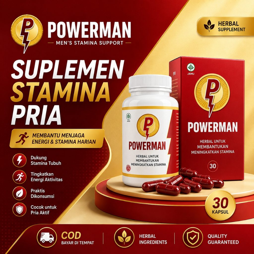 POWERMAN Herbal Original BPOM Isi 30 Kapsul Membantu memelihara stamina pria