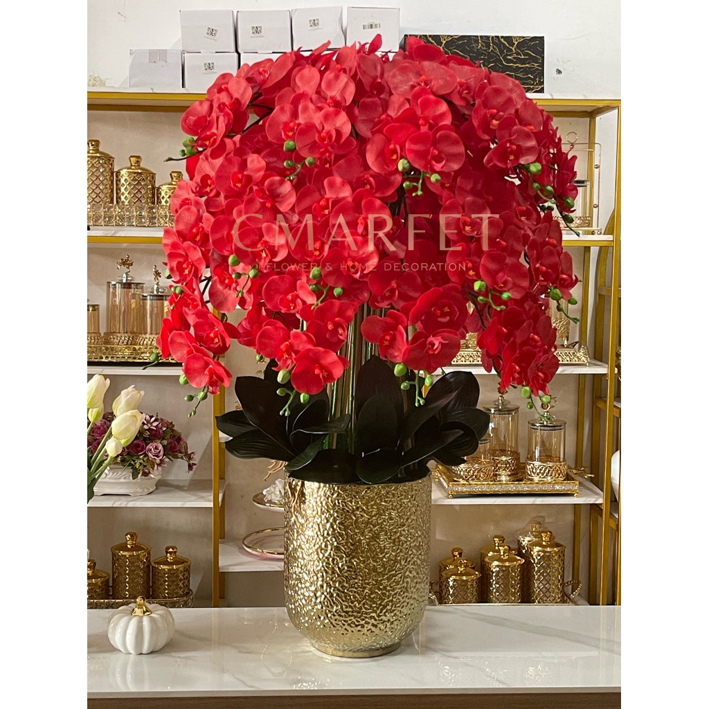 FREE  PACKING  KAYU anggrek latex cymbidium jumbo premium vas keramik gold