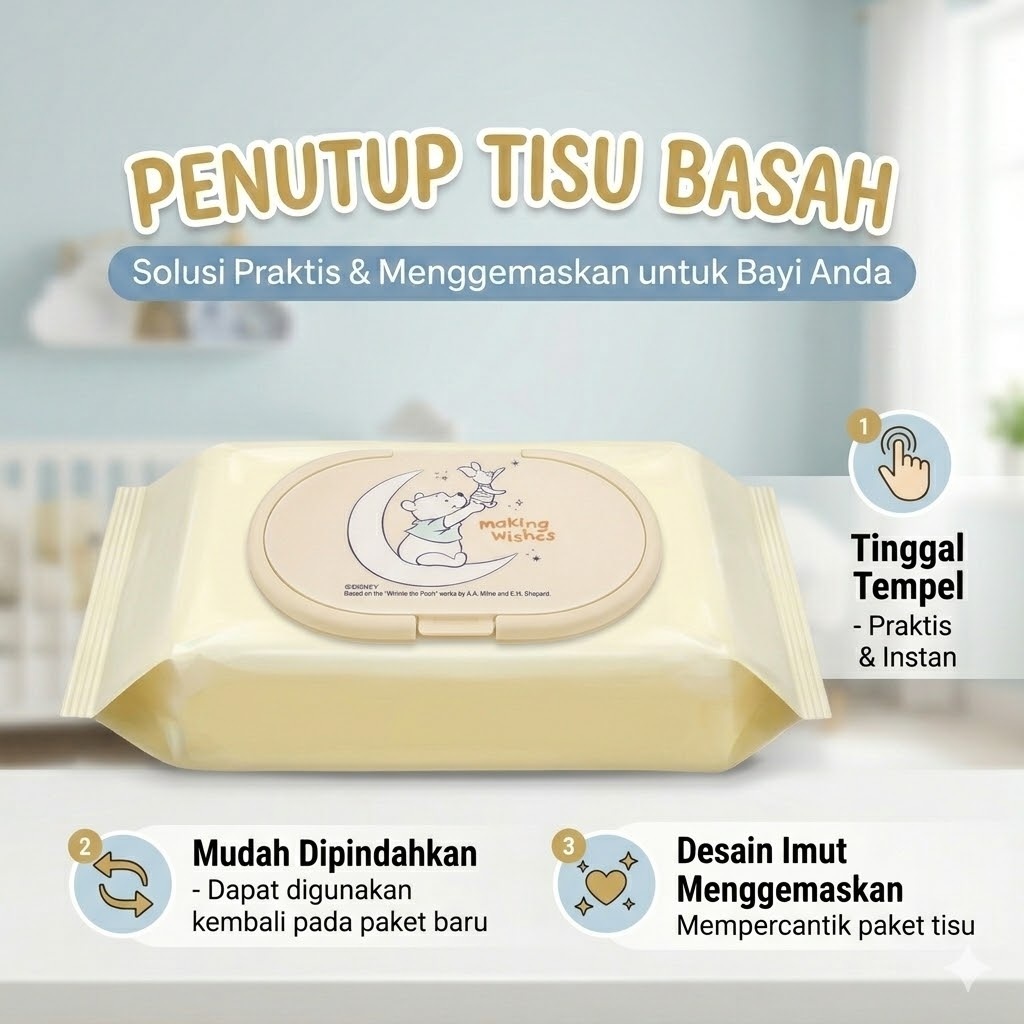 Disney Winnie The Pooh Penutup Tissue Basah Tutup Tisu Wet Cover Lid