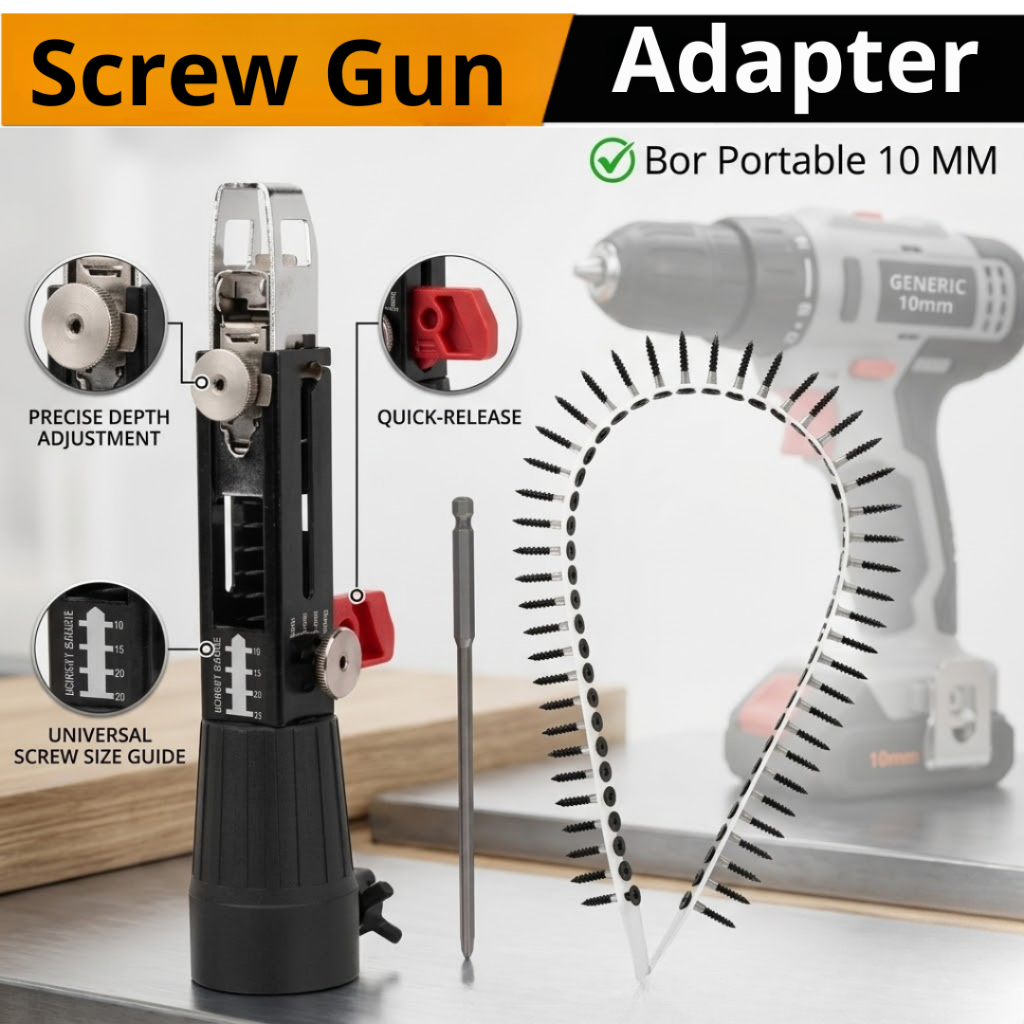 Screw Gun Adaptor. Alat Tembakan Skrup Otomatis / Screw Chain Nail Gun Adapter / Screw Gun Automatic