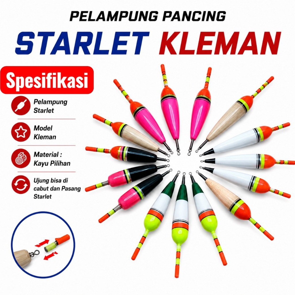 Pelampung Pancing Starlet Kleman Kayu Premium Akurat dan Tahan Lama