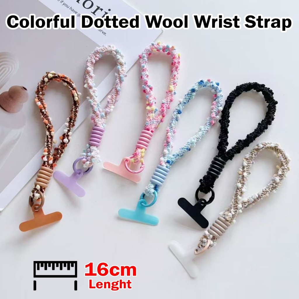 Tali Gantungan HP Rajut Warna-Warni Wrist Strap Hand Strap