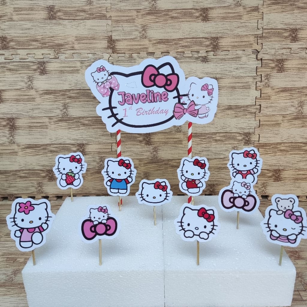 TOPPER CAKE HELLO KITTY - TOPPER CUSTOM - TOPPER CUPCAKE - TOPPER HELLO KITTY
