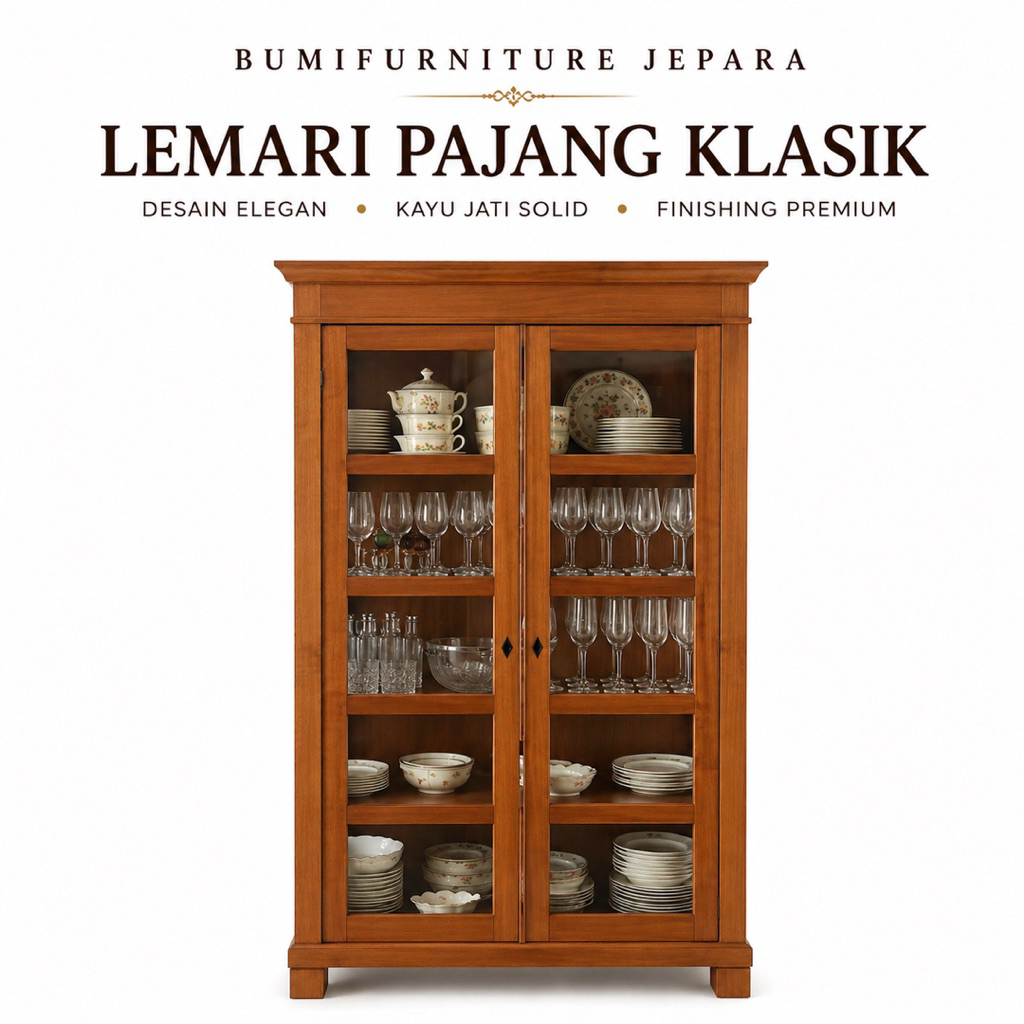 Lemari Pajangan Kaca Kayu Jati Premium (Custom pesanan pak Syafiq Semarang)