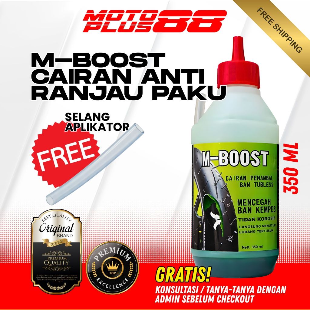 MOTOBOOST Cairan Anti Ranjau Paku 350 ml Ban Tubeless Motor Anti Bocor Free Pembuka Pentil Tire Seal