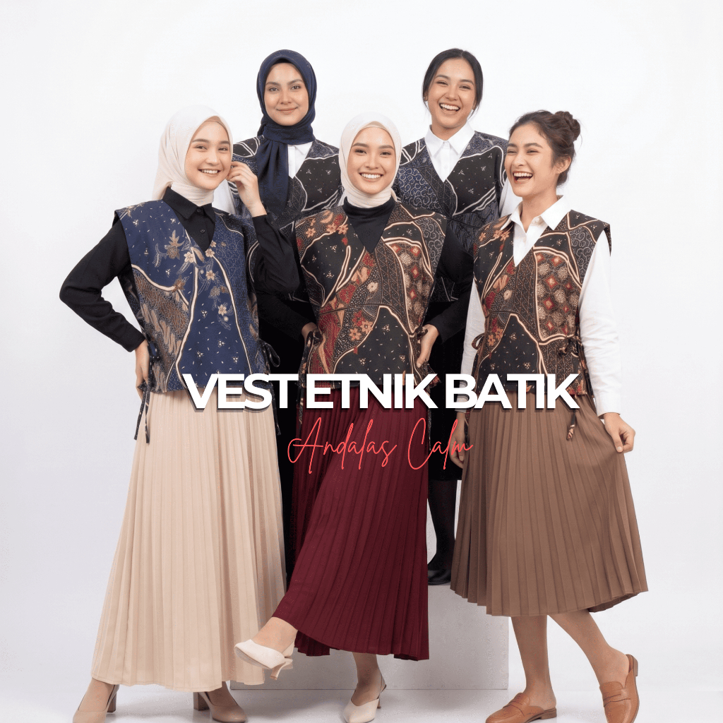 Vest Batik Layer Wanita Kekinian | Batik Casual Elegan Hijab Friendly