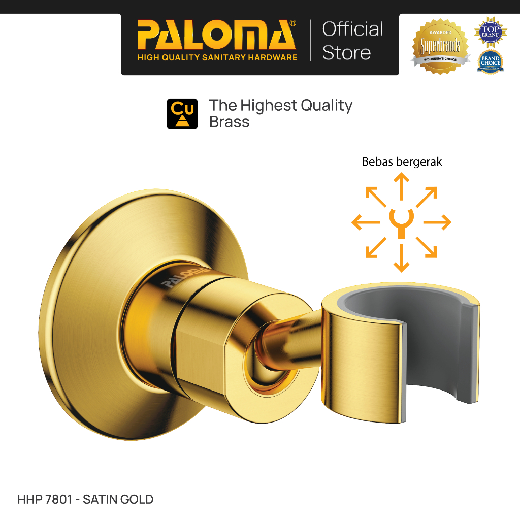 PALOMA HHP 7801 Shower Holder Gantungan Hanger Dudukan Hand Handshower Brass Kuningan Gold Emas