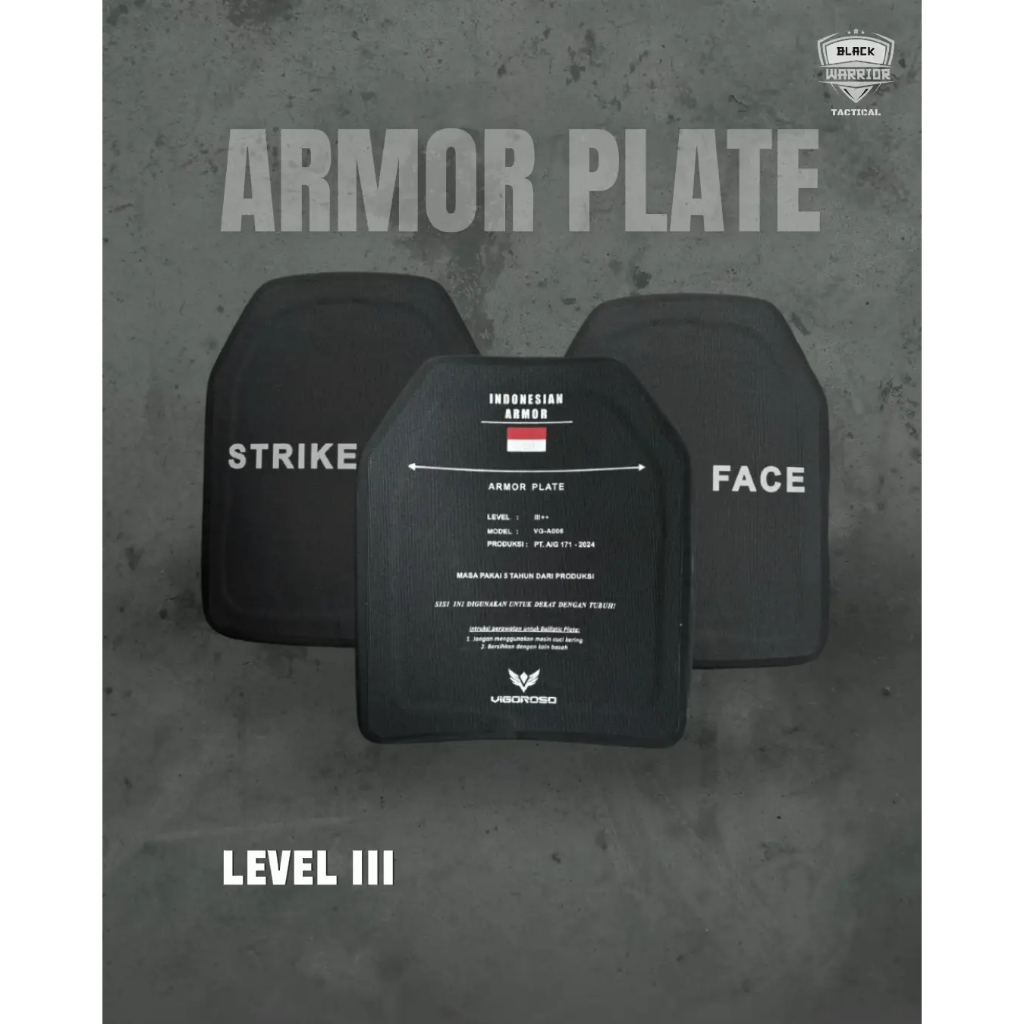 PLAT BAJA KEVLAR ARMOR PLATE BODYVEST TACTICAL 250 x 300 mm 1.77 kg J-FORCES STRIKE FACE - BLACK WAR