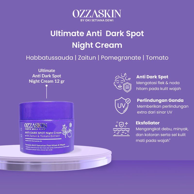 OZZASKIN Night Cream Dark Spot Moisturizer Penghilang Noda Hitam