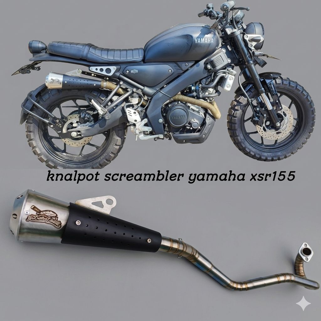 knalpot custom scrambler undertail leher atas yamaha xsr 155 original stenlis
