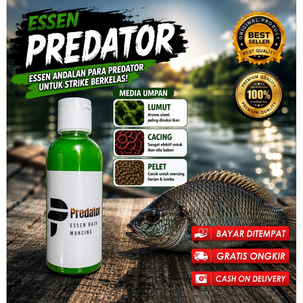 ESSENCE Essen ikan nila/mujahir PREDATOR ESSEN AROMA MELON LUMUT 100% GACOR dan ampuh meningkat efek