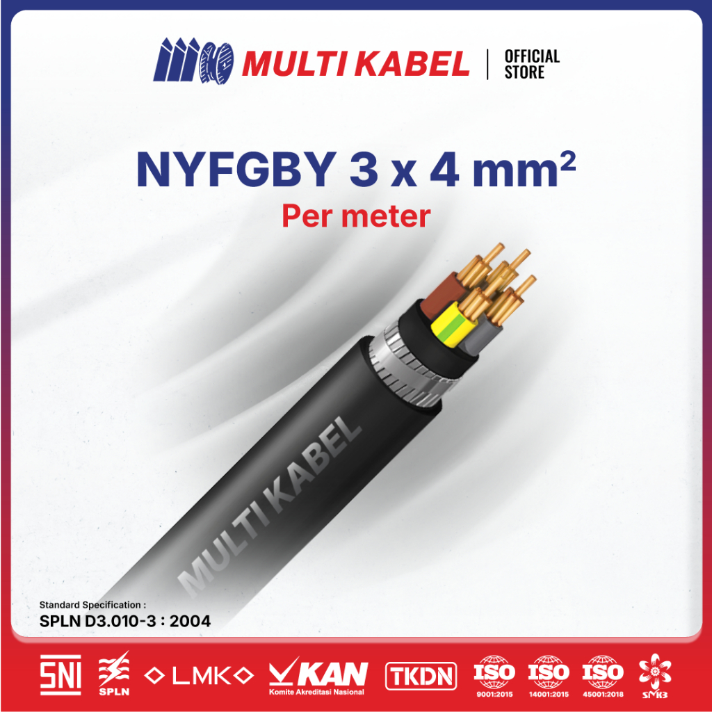 MULTI KABEL-Kabel NYFGbY 3x4 mm²-Hitam-Permeter