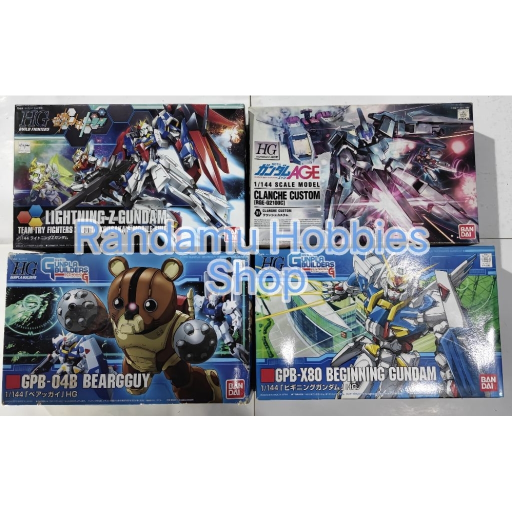 HG Beginning Gundam, Lightning Z, Clanche Custom, & Bearguy [Bandai] - ( TAG : Barbataurus Amazing S