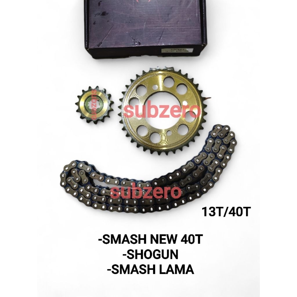 GIR SET GEAR PAKET GOLD EMAS 13T/40T SMASH NEW 40T SHOGUN SMASH LAMA KUALITAS BAJA SUPER
