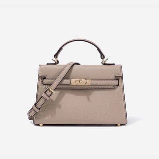 SeaGloca Tas Tangan Wanita SeaGloca Abu-Abu Elegan Kulit Sintetis Tali Panjang Pegangan Atas Tas Sel