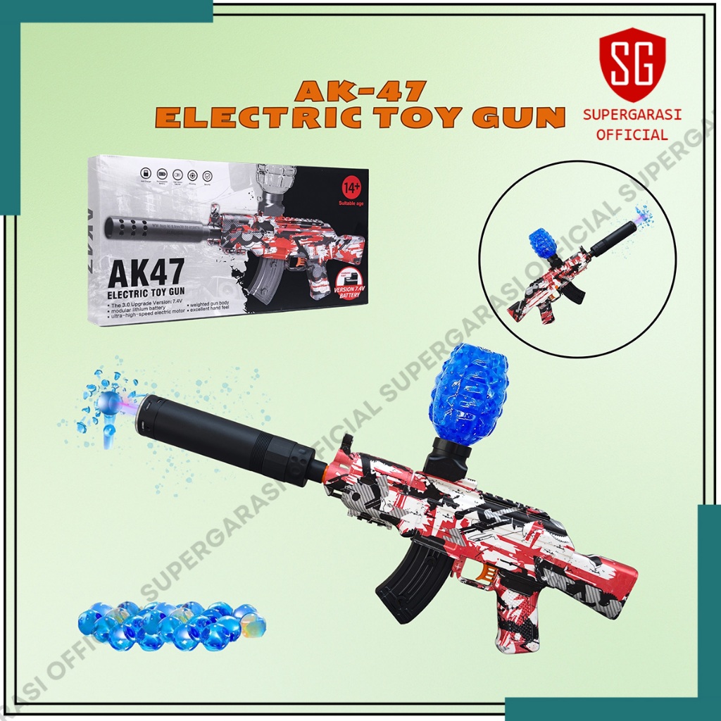 Mainan water beads ak47 elektrik op 7.4v otomatis tembakan anak