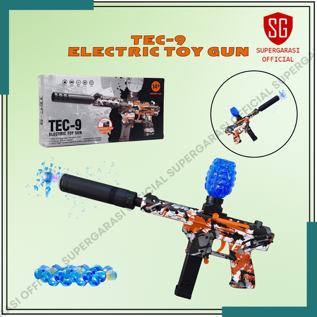Mainan water beads Tec-9 elektrik otomatis tembakan anak
