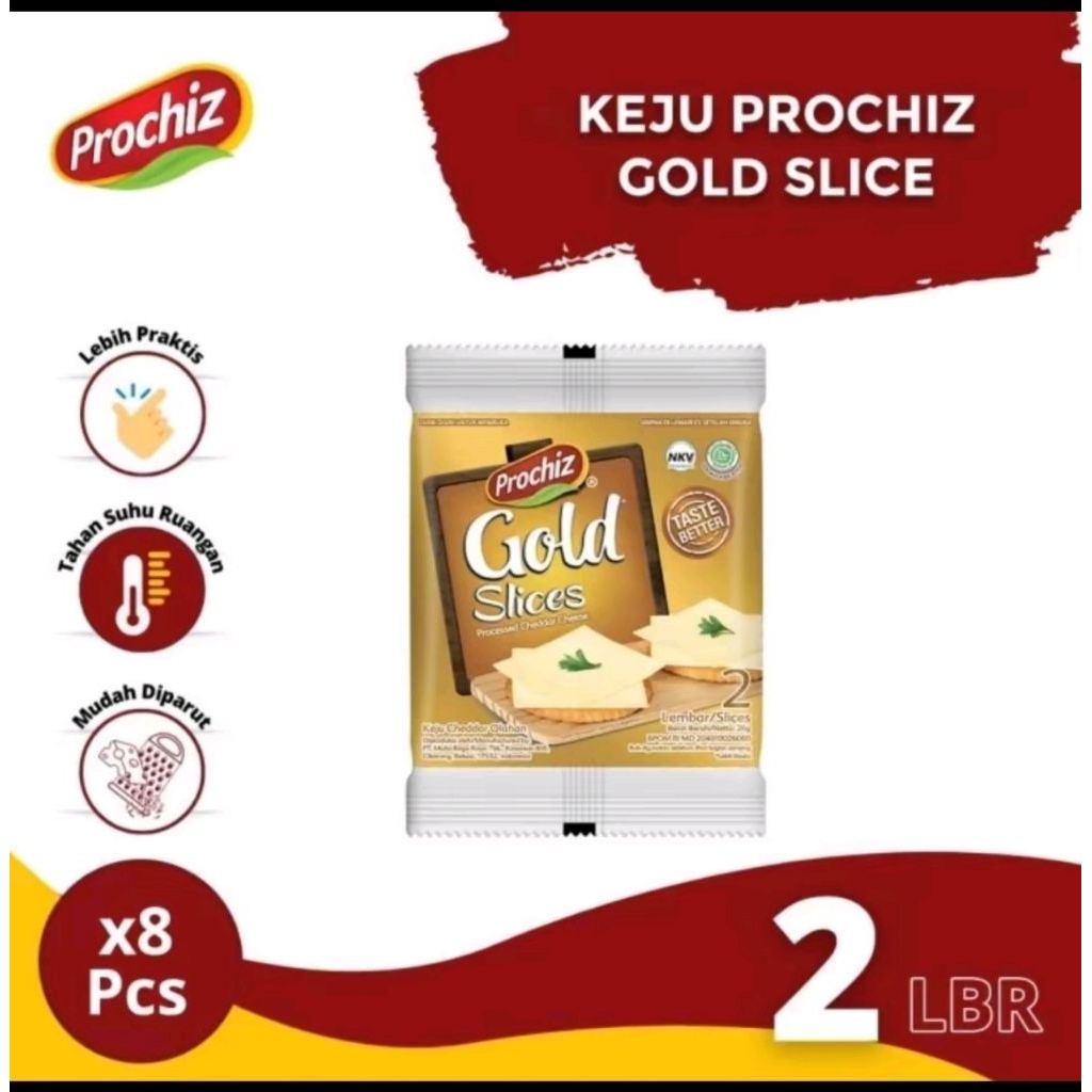 Prochiz Keju Gold Slices Isi 2 Keju Lembar Prochiz Renceng Gantung - Beli Banyak = Makin Murah