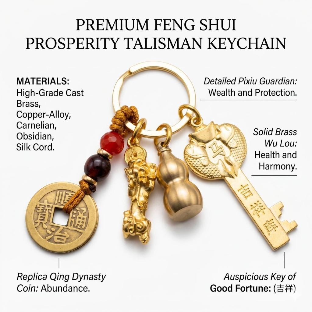 Kunci Feng Shui Premium Pixiu Wu Lou Patung Mini Lucky Fortune