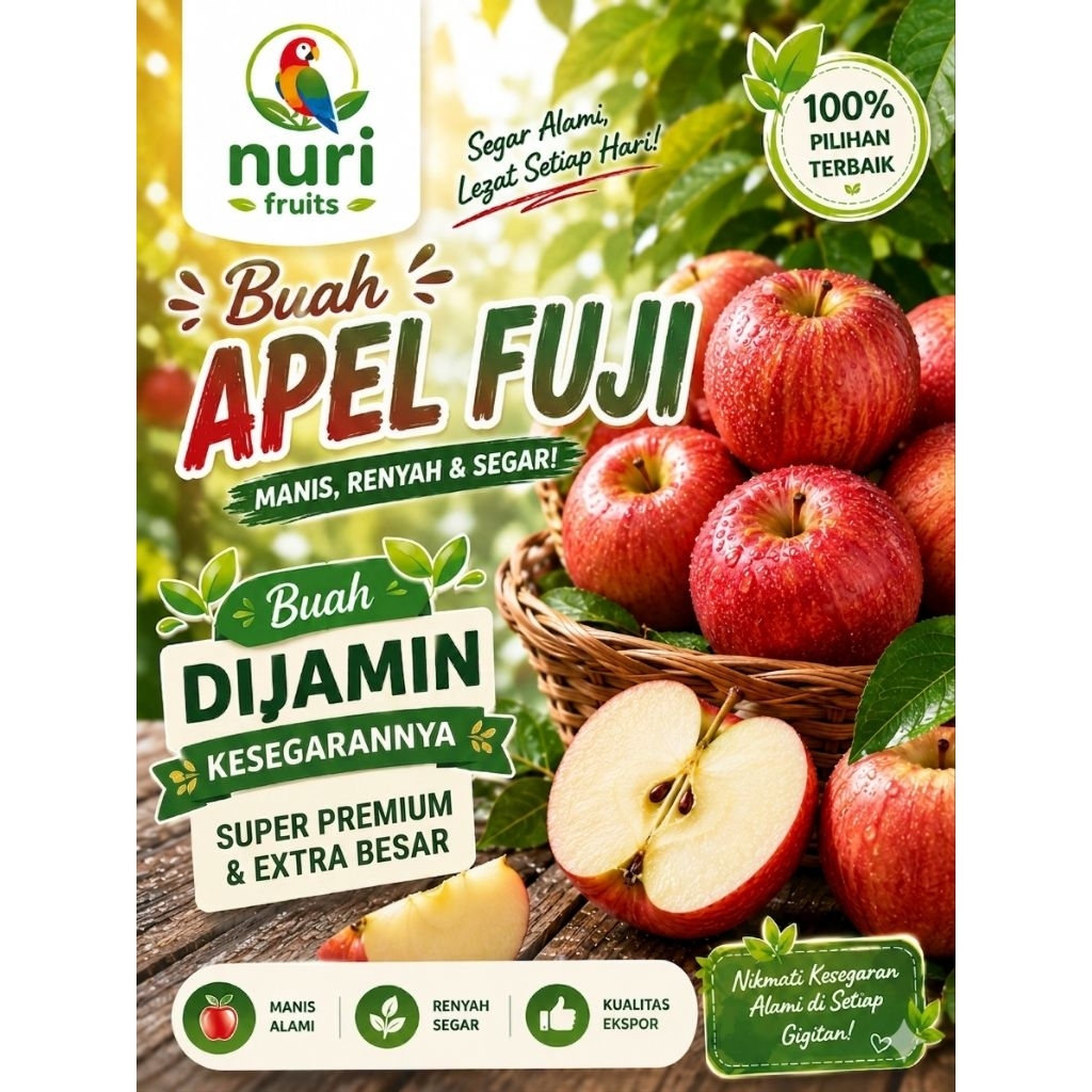 apel fuji premium|apel fuji cap pohon|buah apel fuji|buah segar bandung|buah segar|nuri fruits