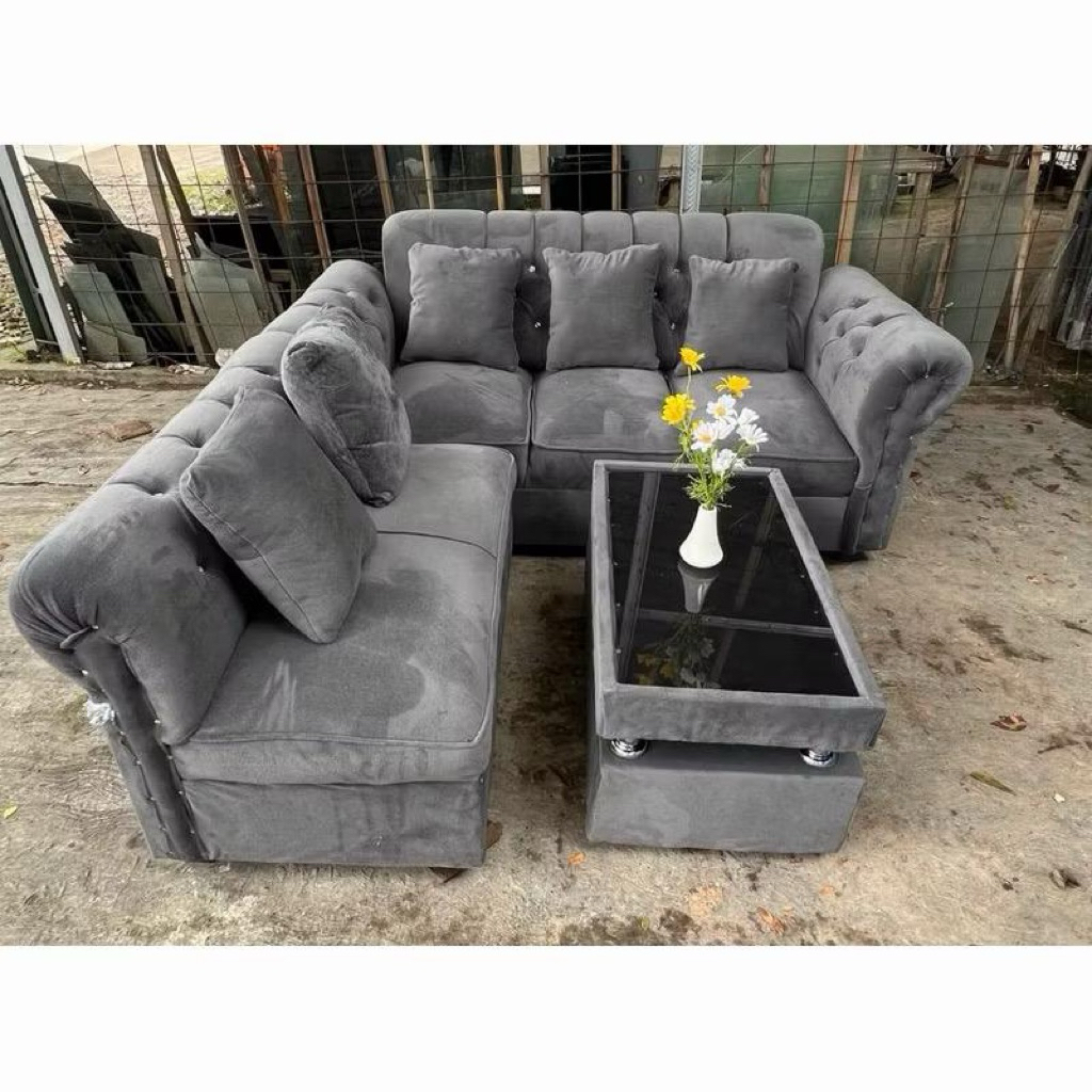 Sofa L kancing termurah/ Bludru / Sofa ruang tamu murah bagus / Sofa untuk ruang tamu
