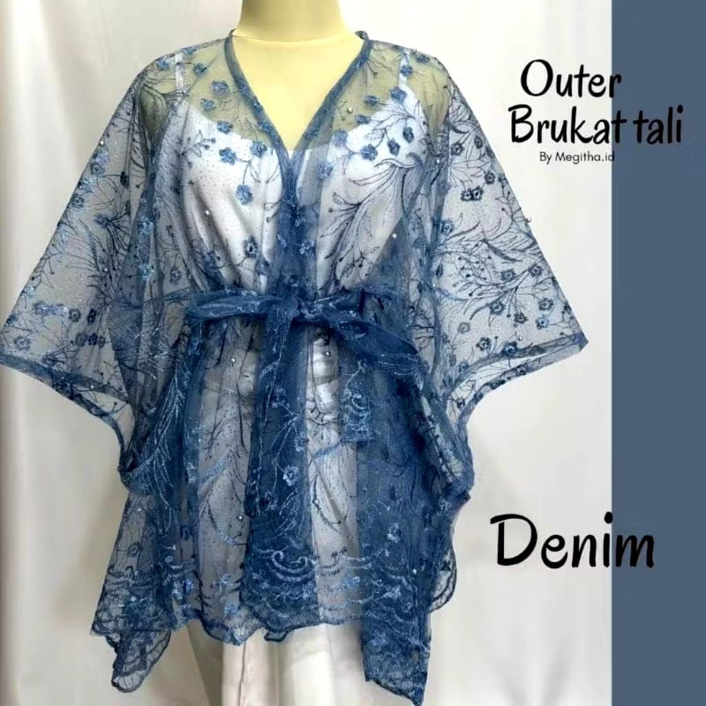 OUTER BRUKAT TILE MODEL KELELAWAR BRUKAT MUTIARA KARDIGAN PLS TALI PINGGANG,