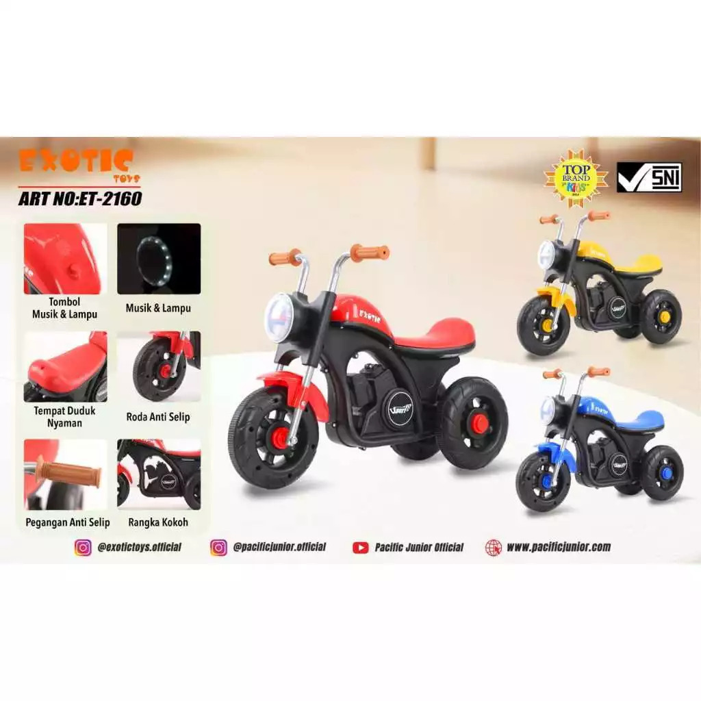 RIDE ON TOYS ET-2160 (MODEL MOTOR) EXOTIC MUSIK LAMPU
