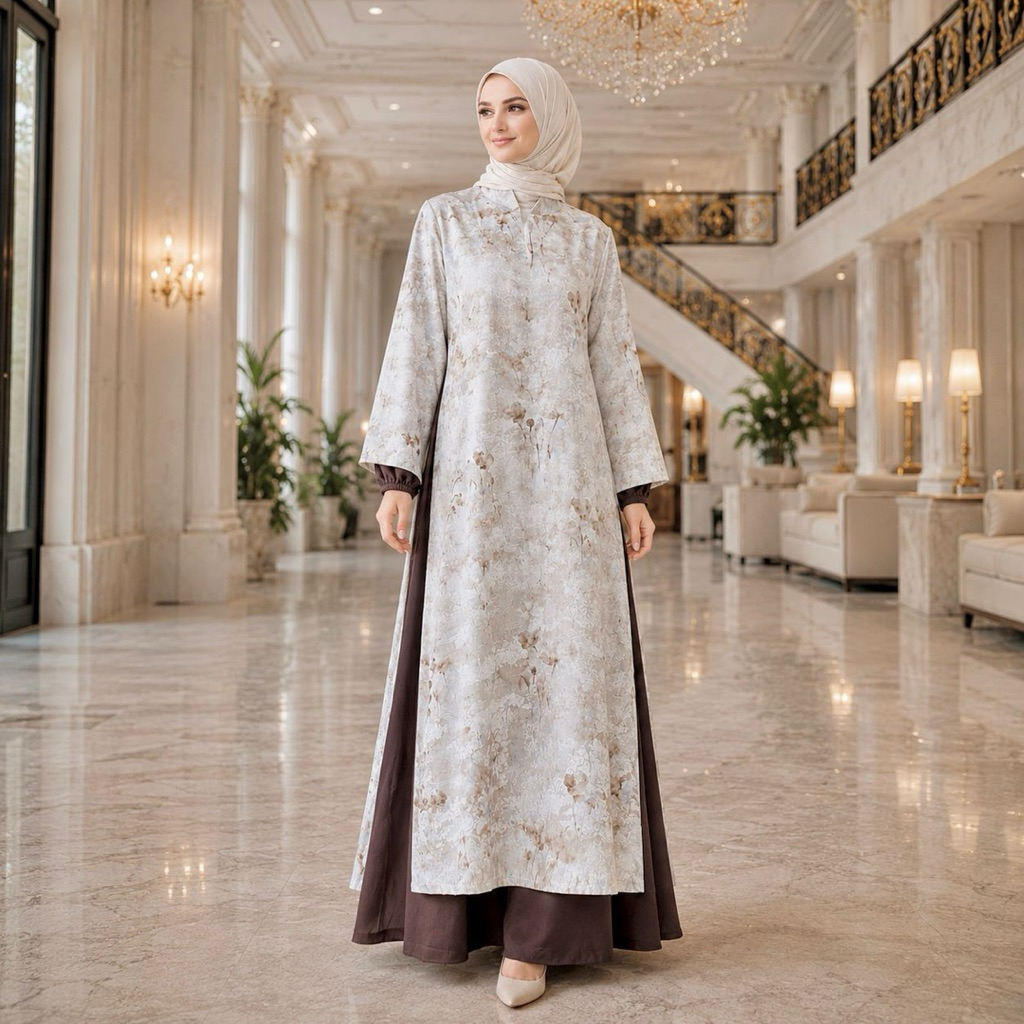 Gamis Malaysia Motif - Dress Pesta Elegan - Baju Muslim Terbaru