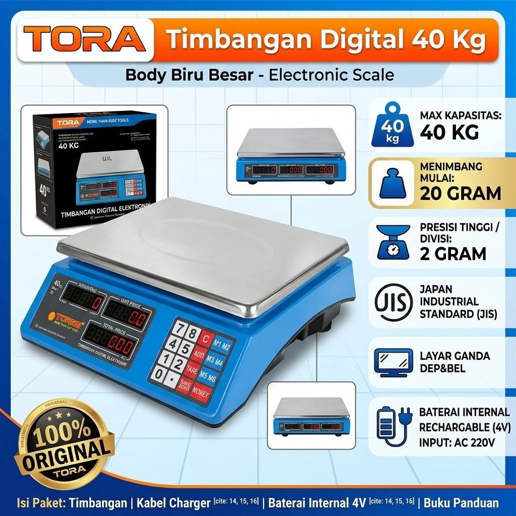 TORA TR-DS11040 Timbangan digital 40kg TORA duduk digital
