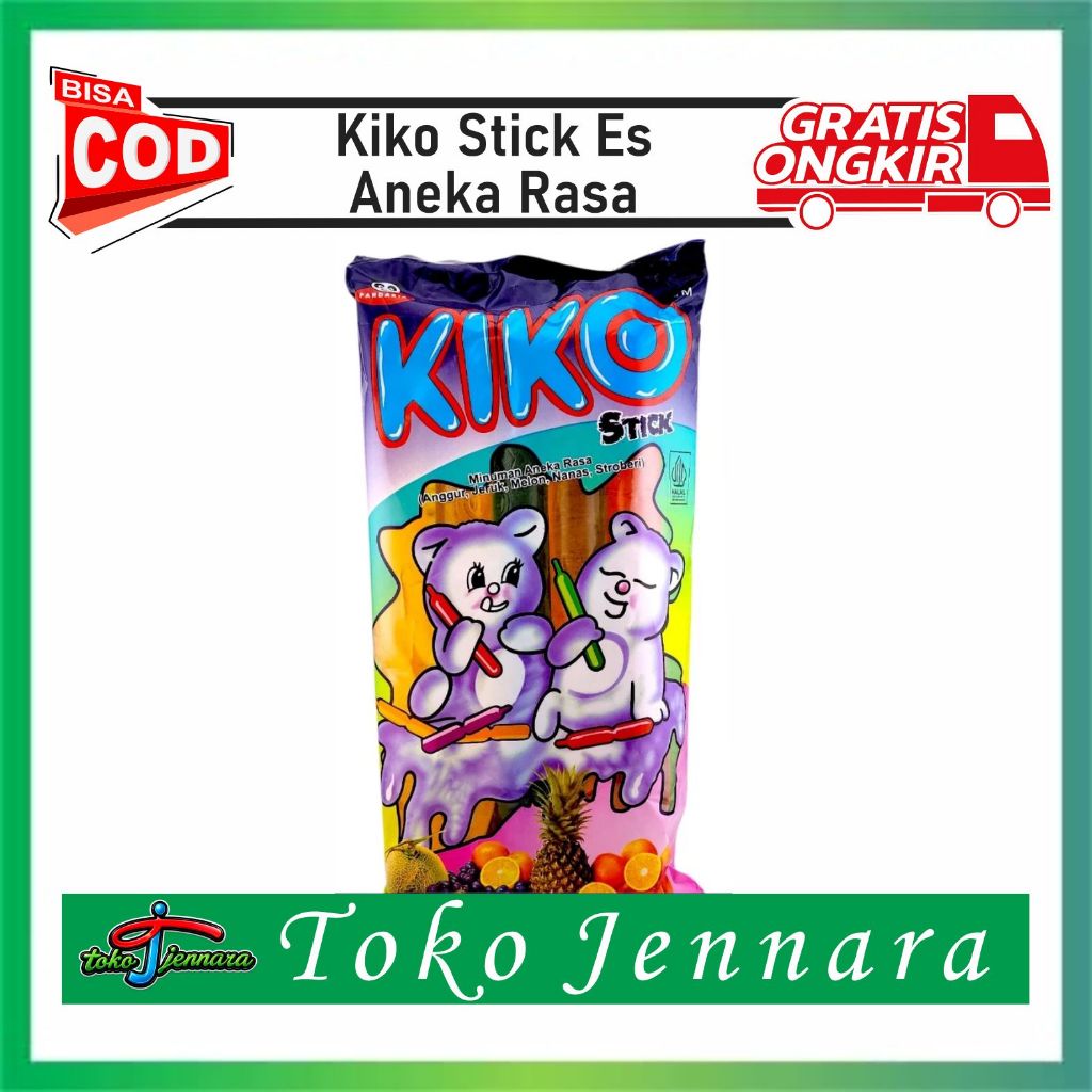 KIKO Es Stik Jelly - 10 Sticks, Rasa Buah Alami, Berserat Tinggi