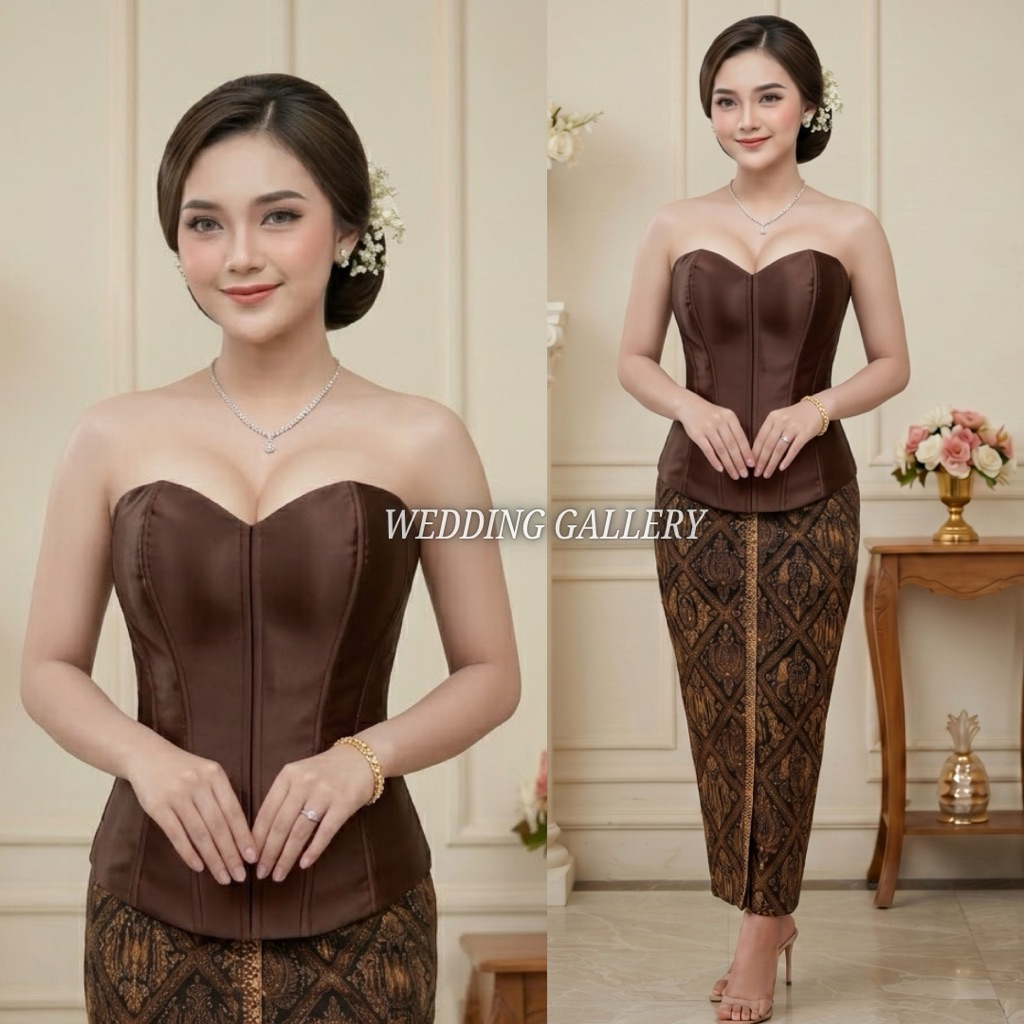 Kamisol kebaya longtorso | Bustier satin kebaya kamisol pengantin premium