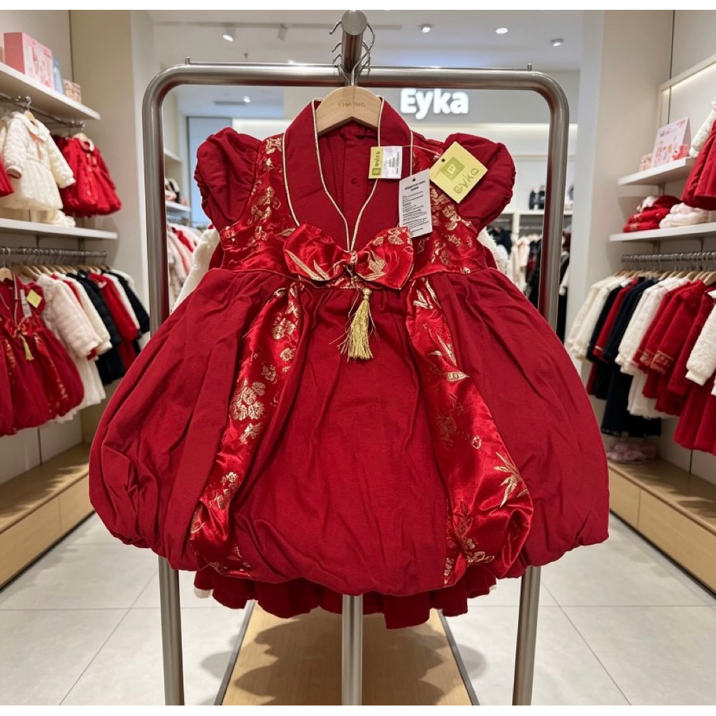 Eyka Baby Dress Pita Merah Desain Lucu & Menarik Bahan Lembut Nyaman untuk Bayi Size 9-12M