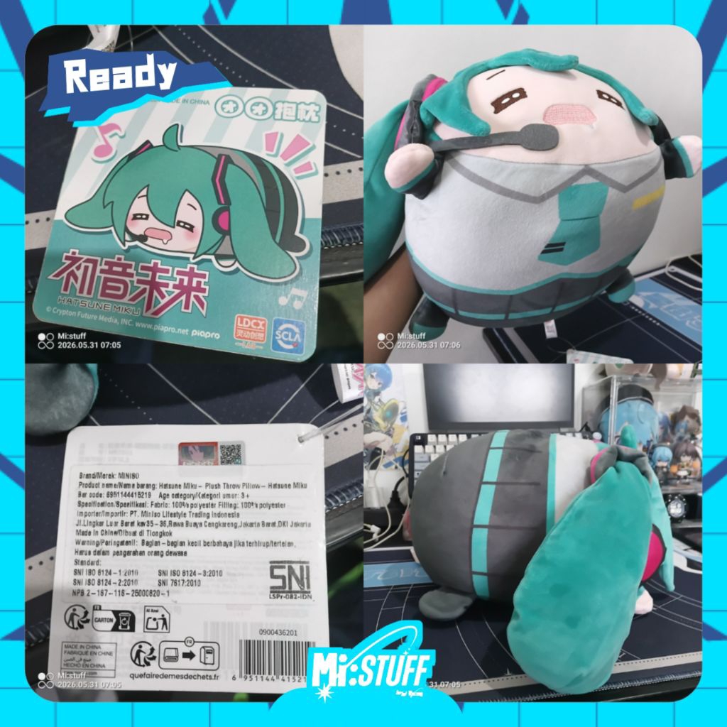 [Official] MINISO x Hatsune Miku Plush Throw (30 cm) - Plushie Besar LDCX x SCLA Hatsune Miku
