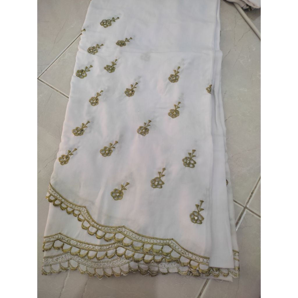 (NEW) Mukena / Rukuh Putih Bersih Motif Bunga Hijau