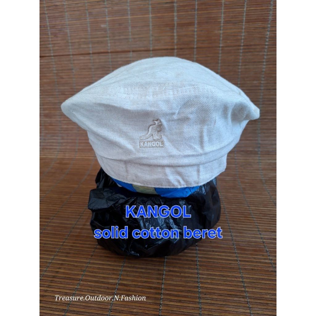 Topi KANGOL Solid Cotton Beret Broken White Cream Baret