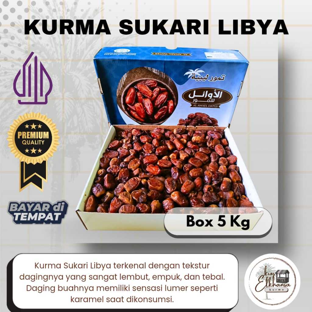 Kurma Sukari Libya 5 Kg Kurma Sukari Manis Lembut Oleholeh Haji & Umroh