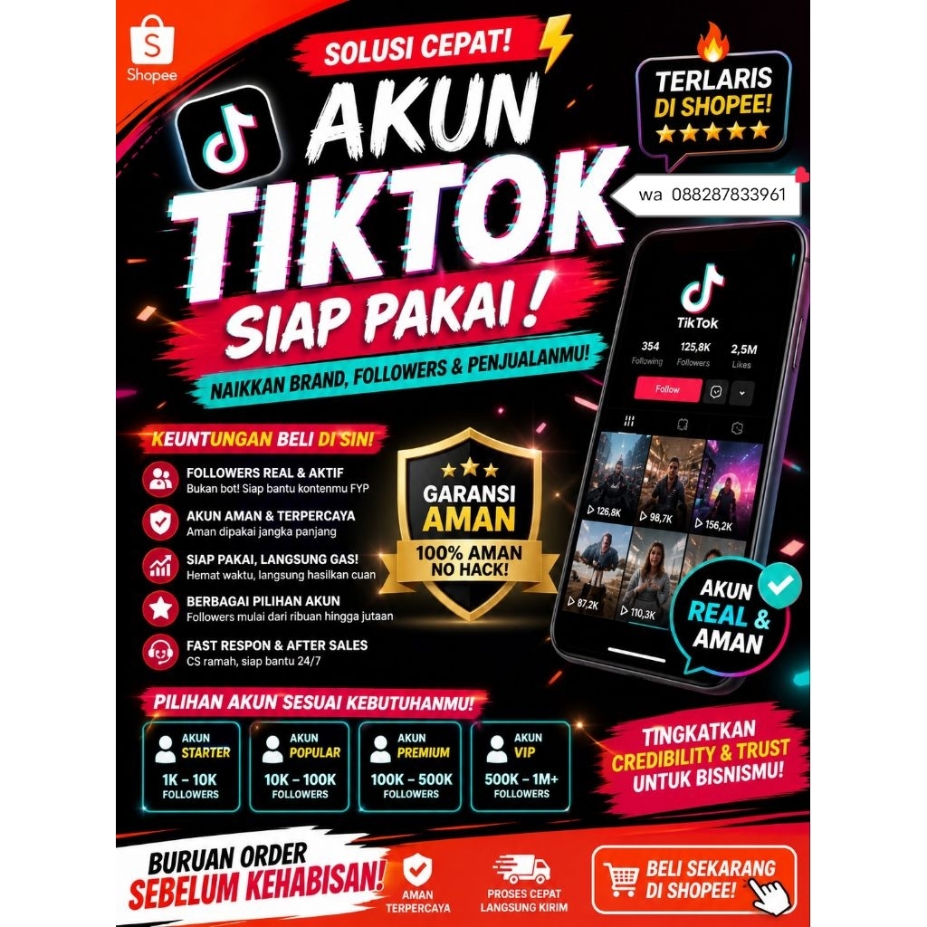 AKUN TIKTOK FOLLOWERS INDO AKTIF HASIL KONTEN FYP BISA LIVE