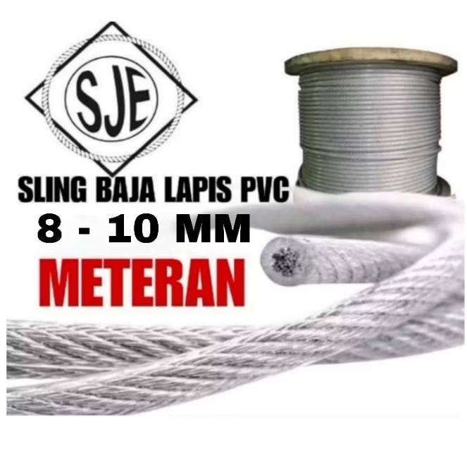 sling baja lapis pvc 10mm / seling baja lapis pvc 10mm / kawat baja lapis pvc 10mm / sling baja 10mm