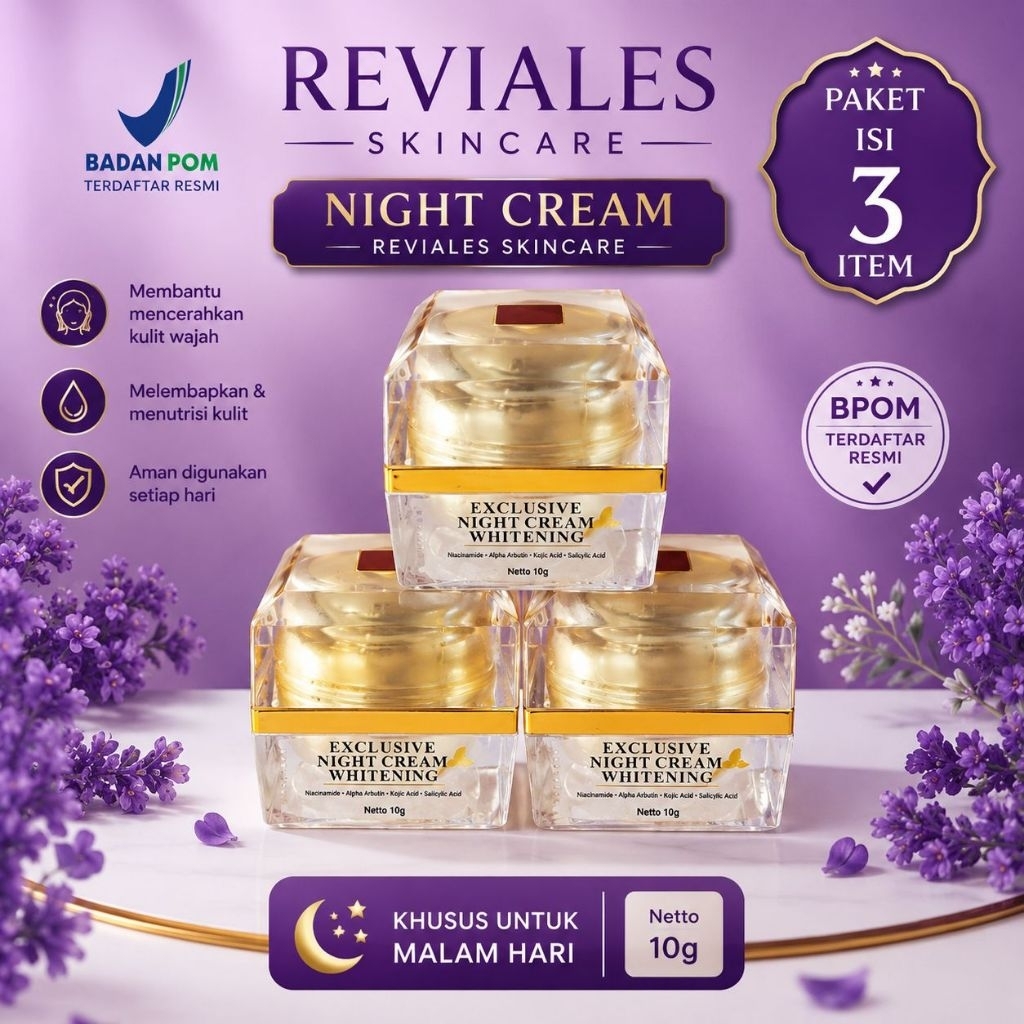 Exclusive Night Cream Whitening Rv Isi 3Pcs