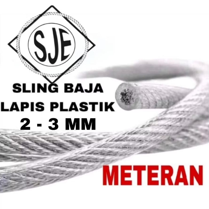 sling baja lapis plastik 3mm / seling baja lapis plastik 3mm / kawat baja lapis plastik 3mm / sling 