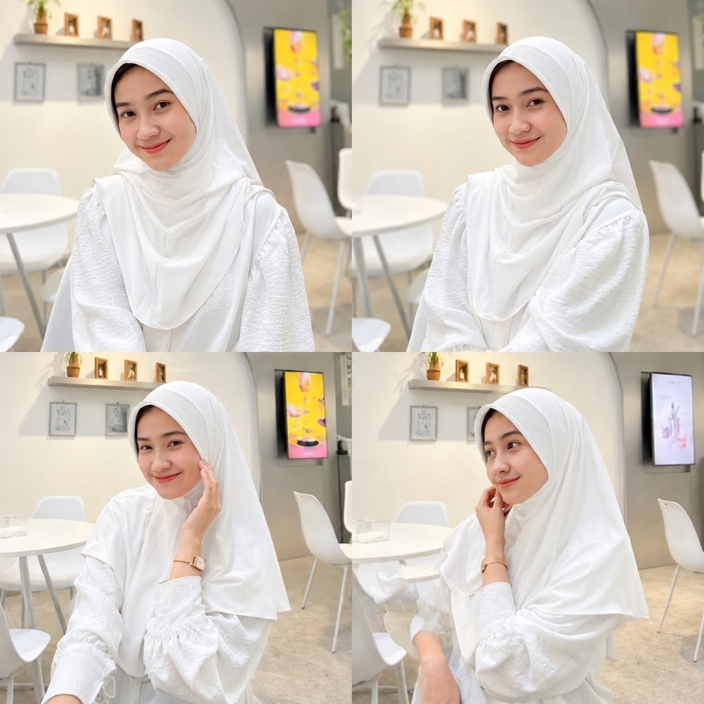 Hijab Instan Bergo Jersey Adem putih