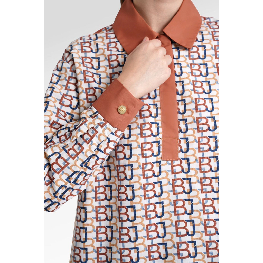 Monogram Polo Shirt Benang Jarum Yuzu- Monogram Shirt Benang Jarum