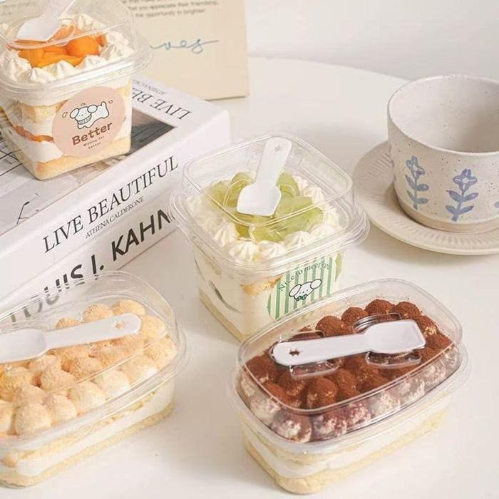 10pcs KOREAN dessert box + SENDOK cup kotak box dessert cake tiramisu cup dessert